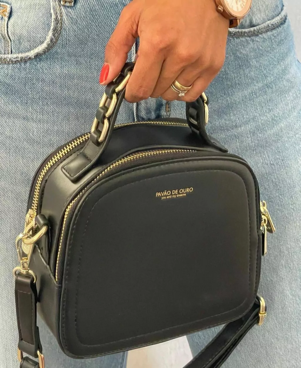 bolsa pavão de ouro baú