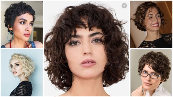 cabelo ondulado curto com franja