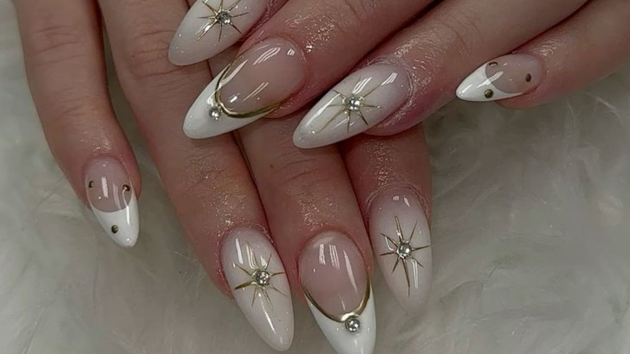 unhas peroladas brancas