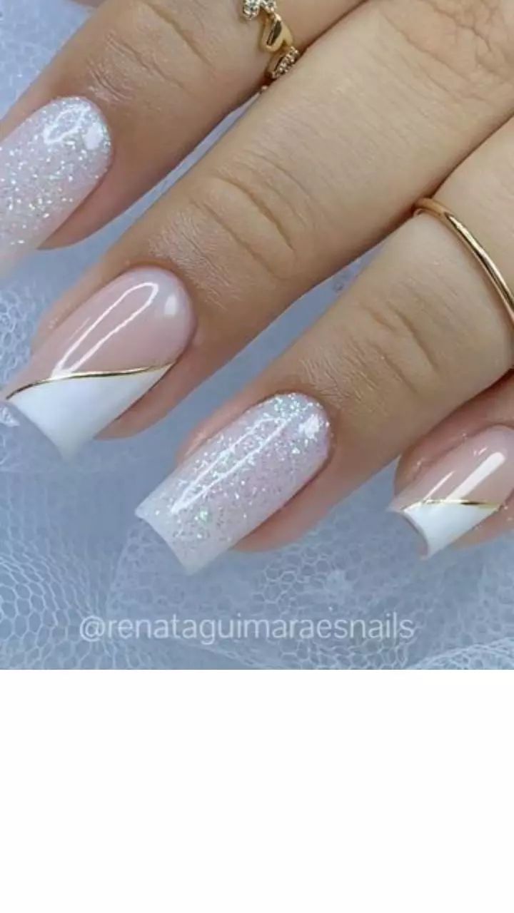 unhas curtas decoradas brancas
