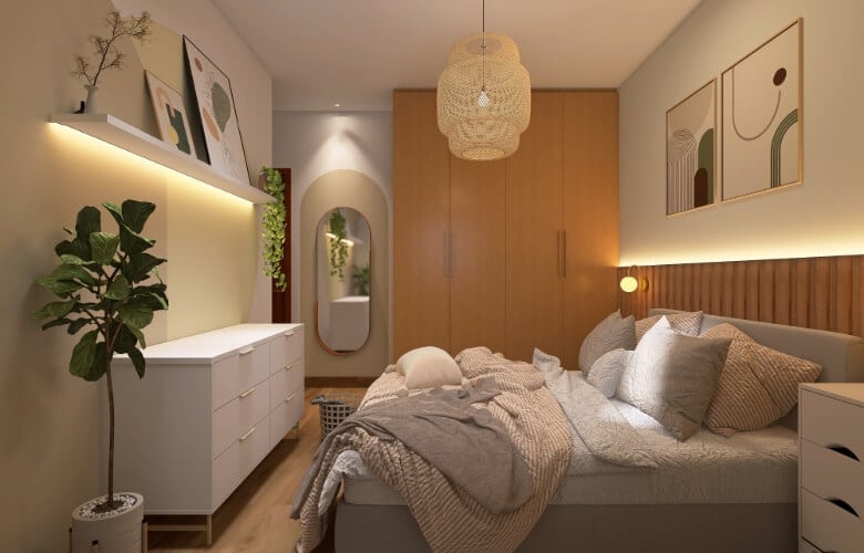 decoração quarto de casal minimalista