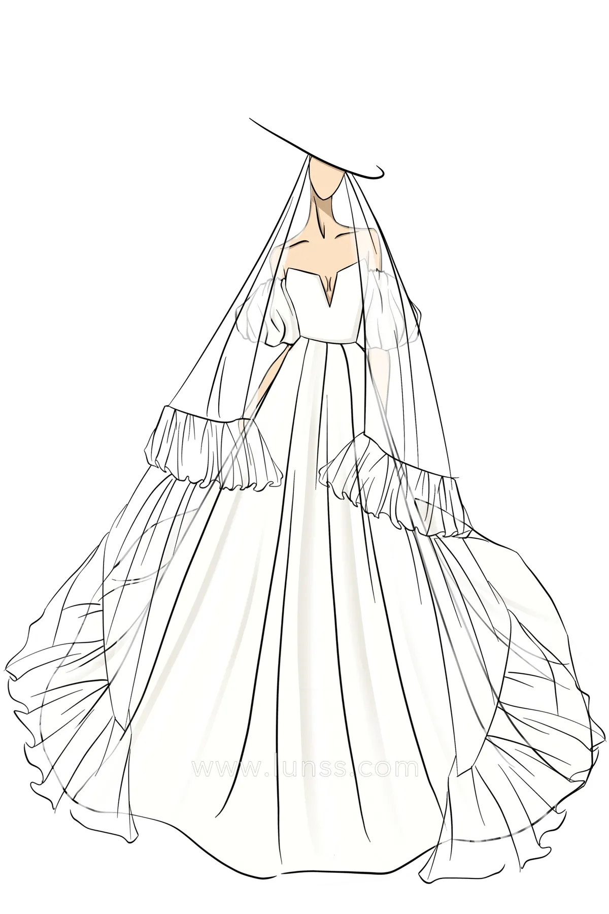 esboço vestido de casamento