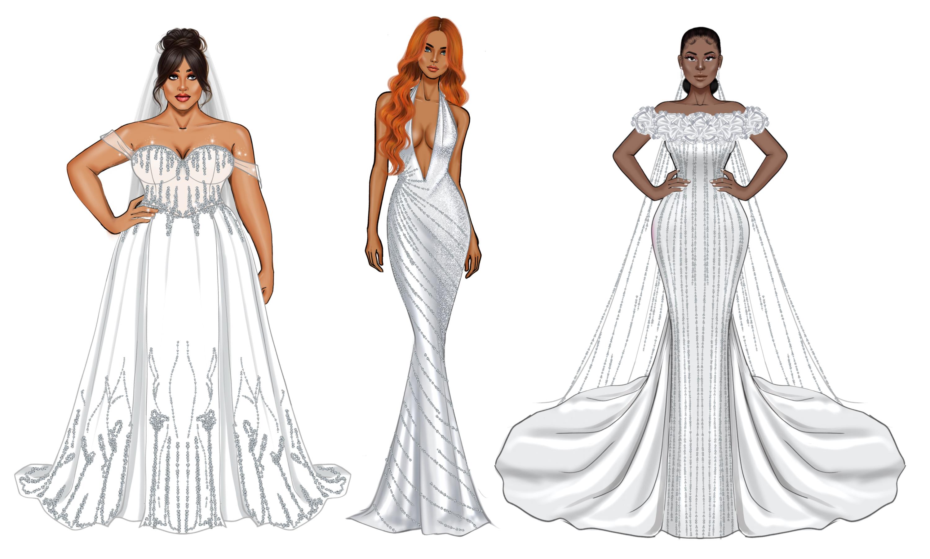 renderização de vestido de noiva