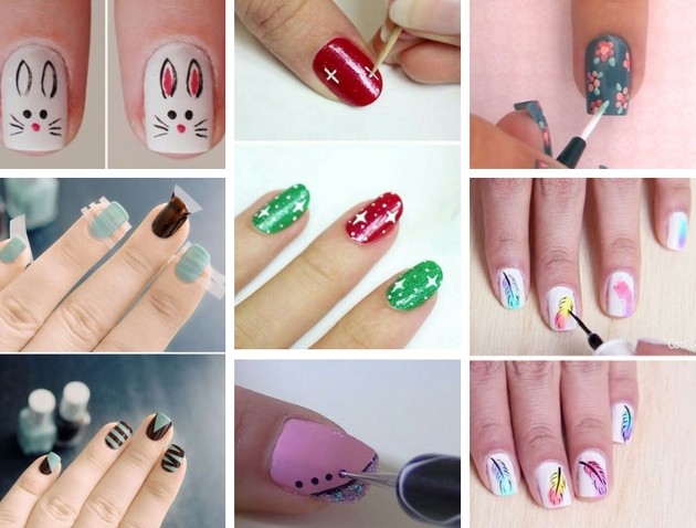 unhas com efeito marmorizado