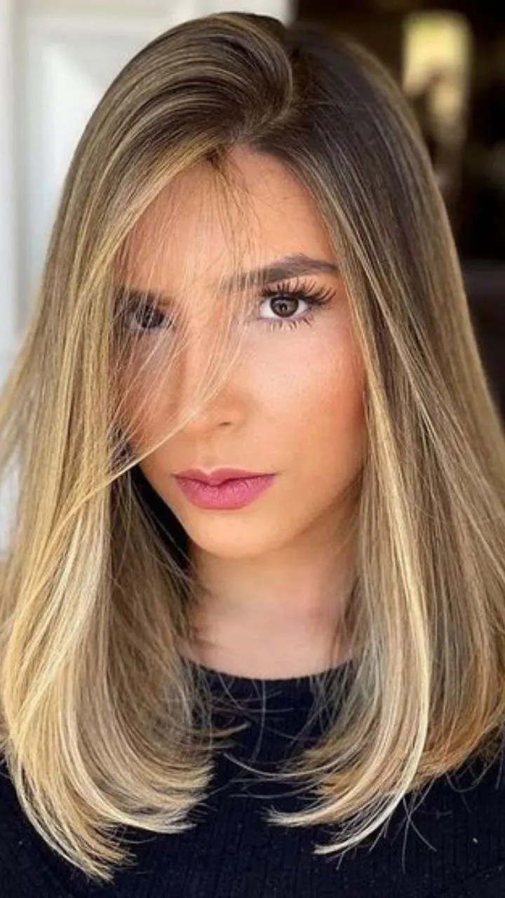 long bob com franja cortina