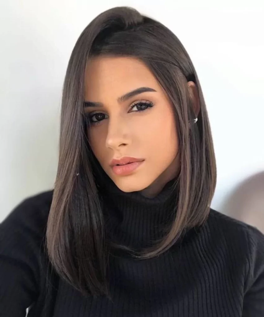 long bob com franja lateral