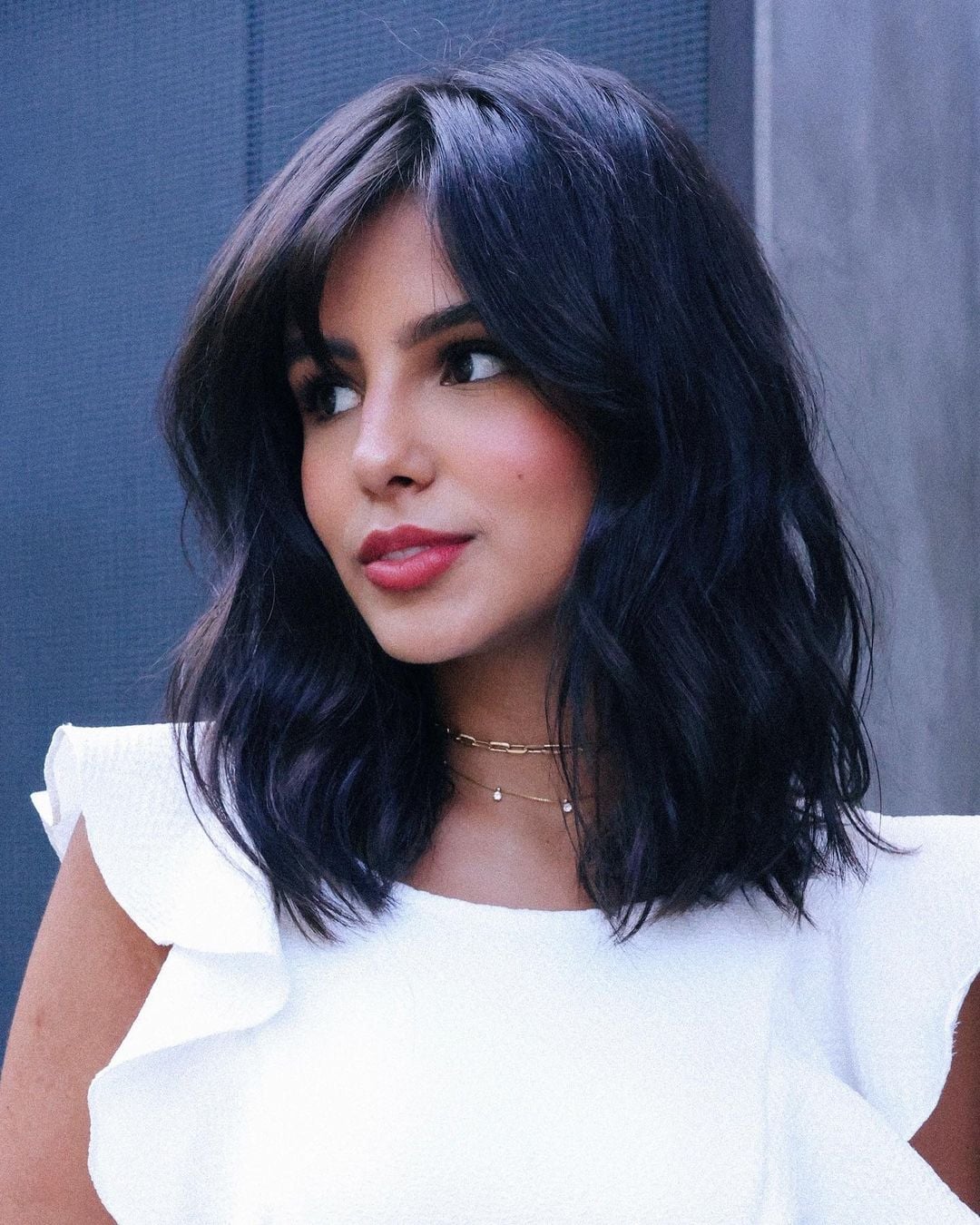 long bob com franja lateral