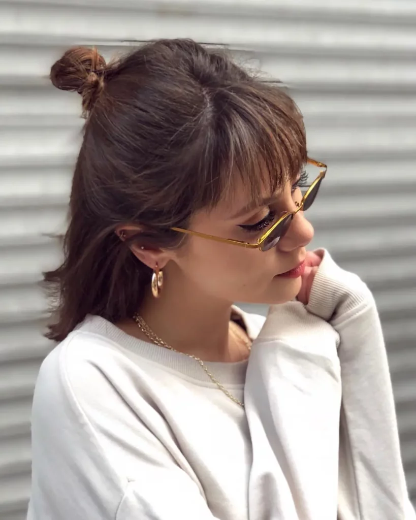 corte long bob médio para rosto redondo