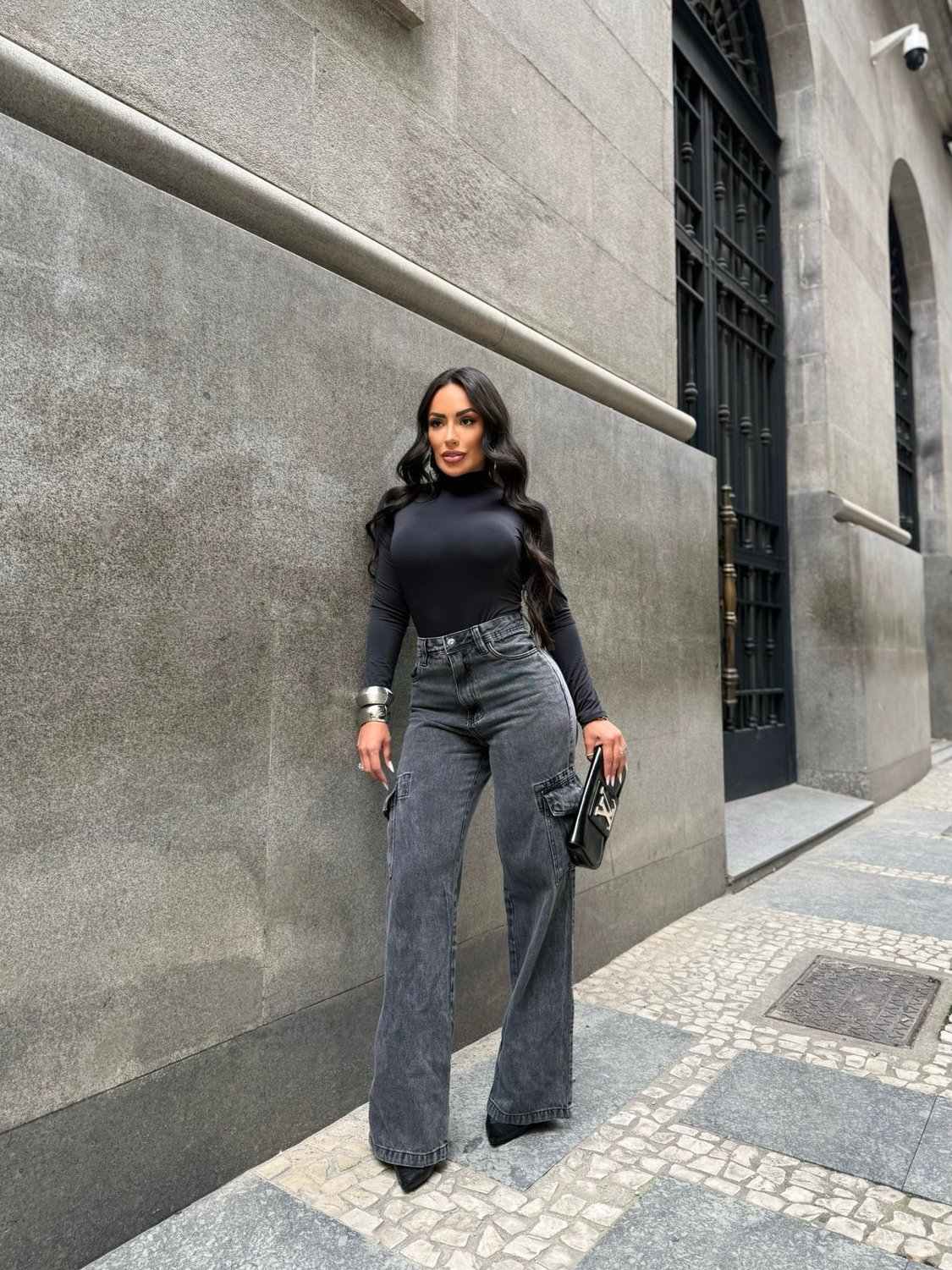 calça cargo preta streetwear
