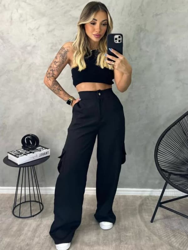 calça cargo preta tática