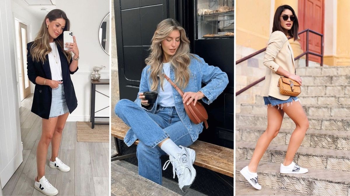 tendência calça jeans clara e tênis 2026