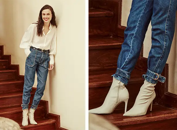 look bota branca calça jeans
