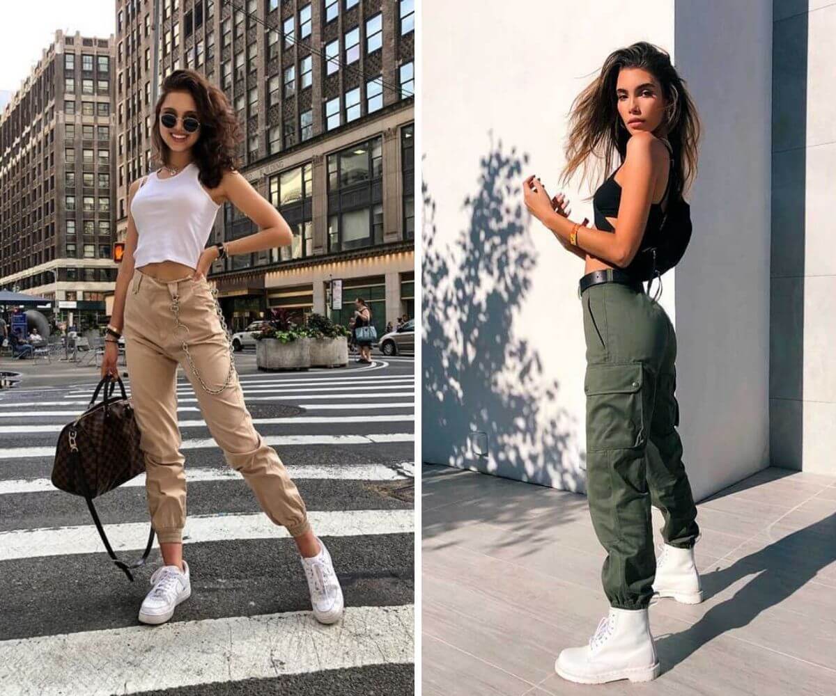 calça cargo bege