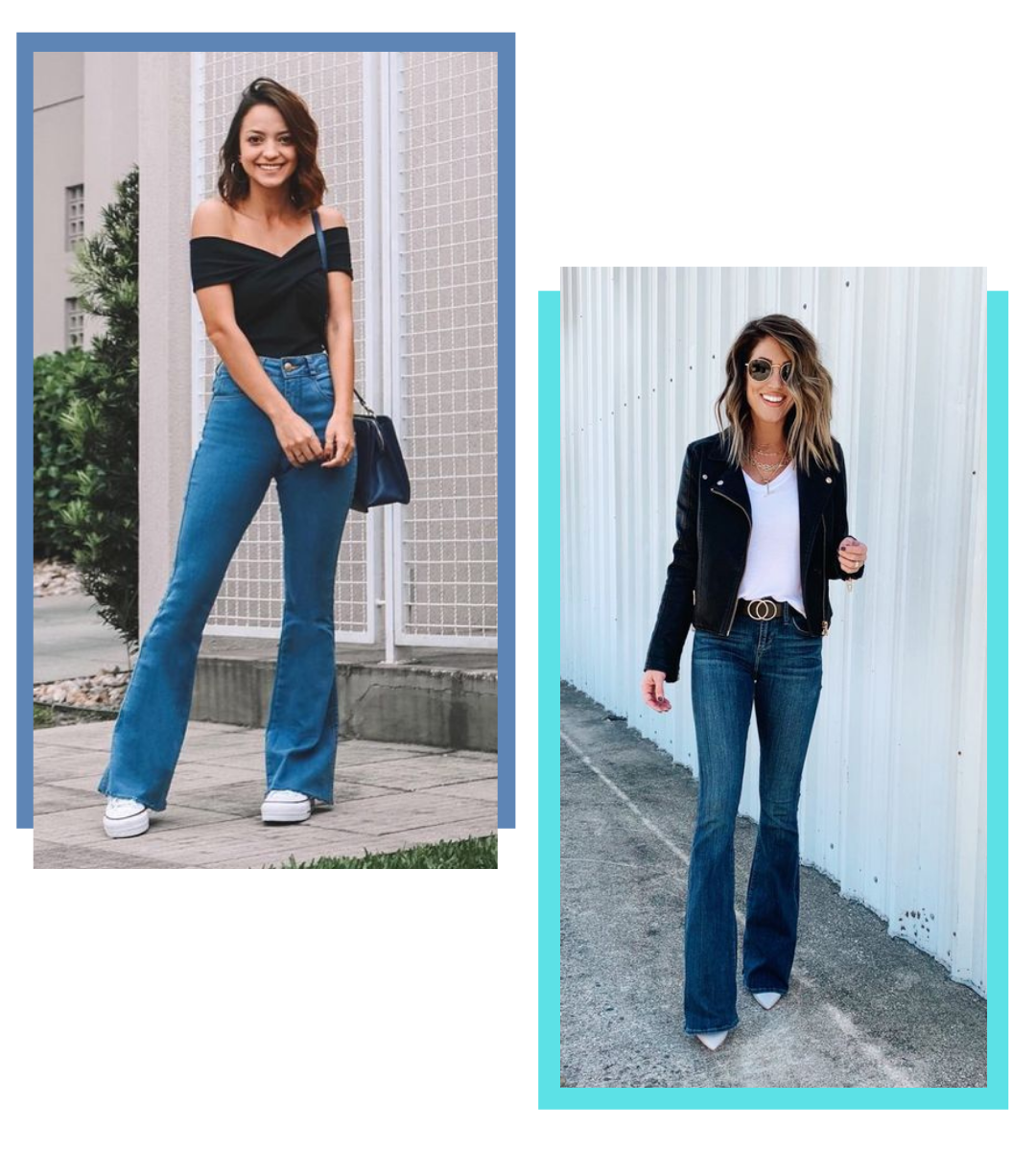 looks calça flare jeans trabalho