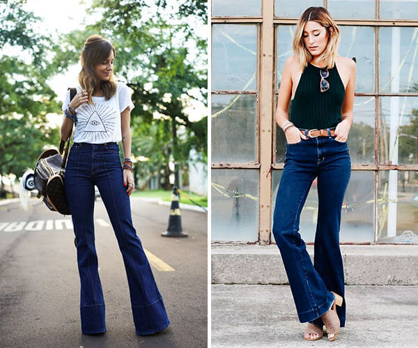 calça flare jeans elegante