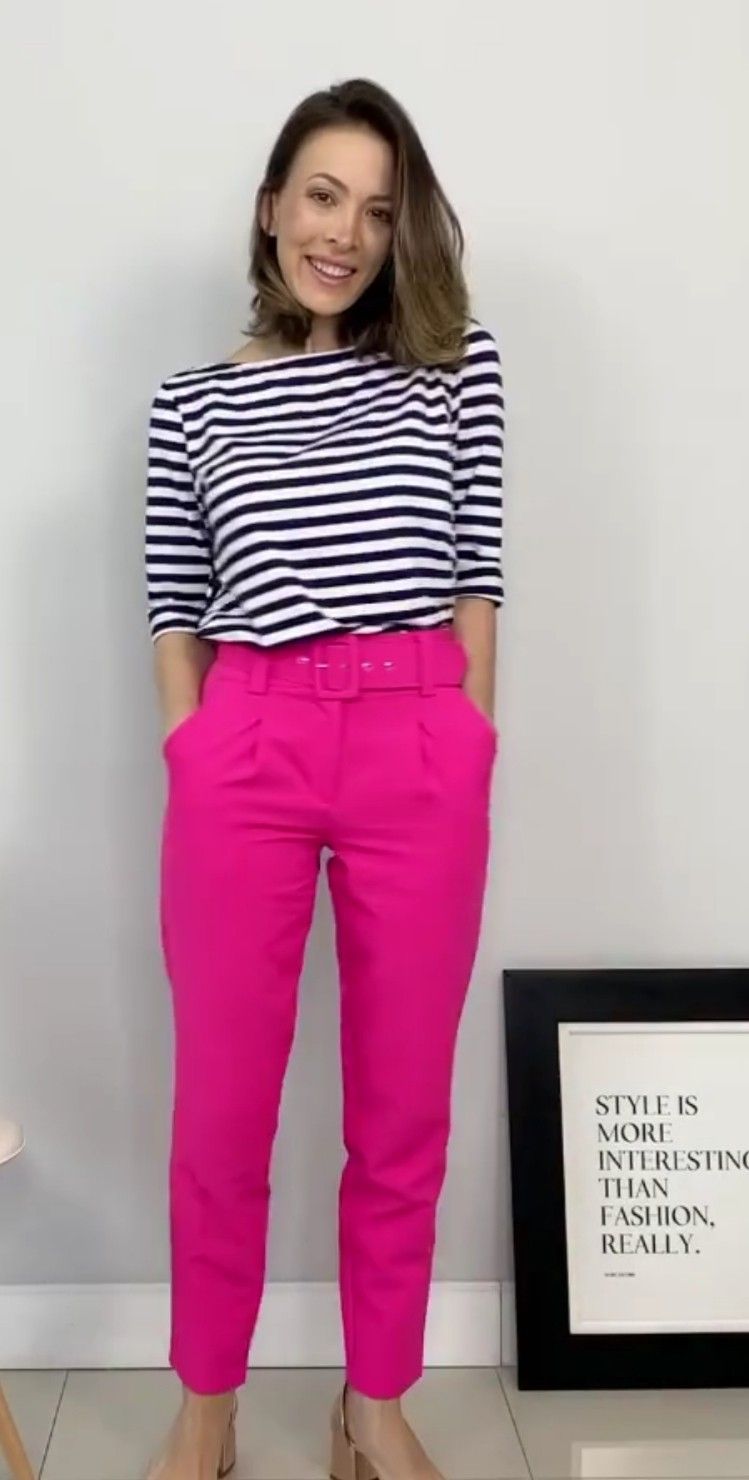 looks com calça rosa pink elegante