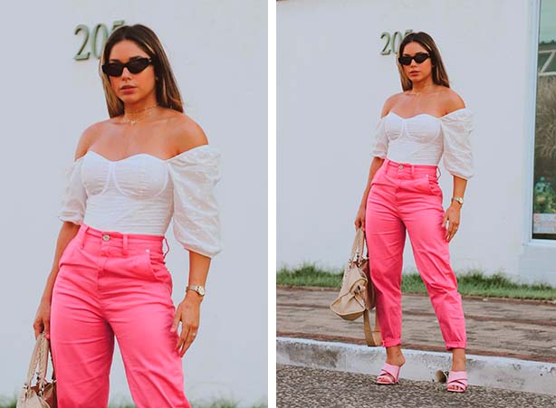 calça rosa pink casual