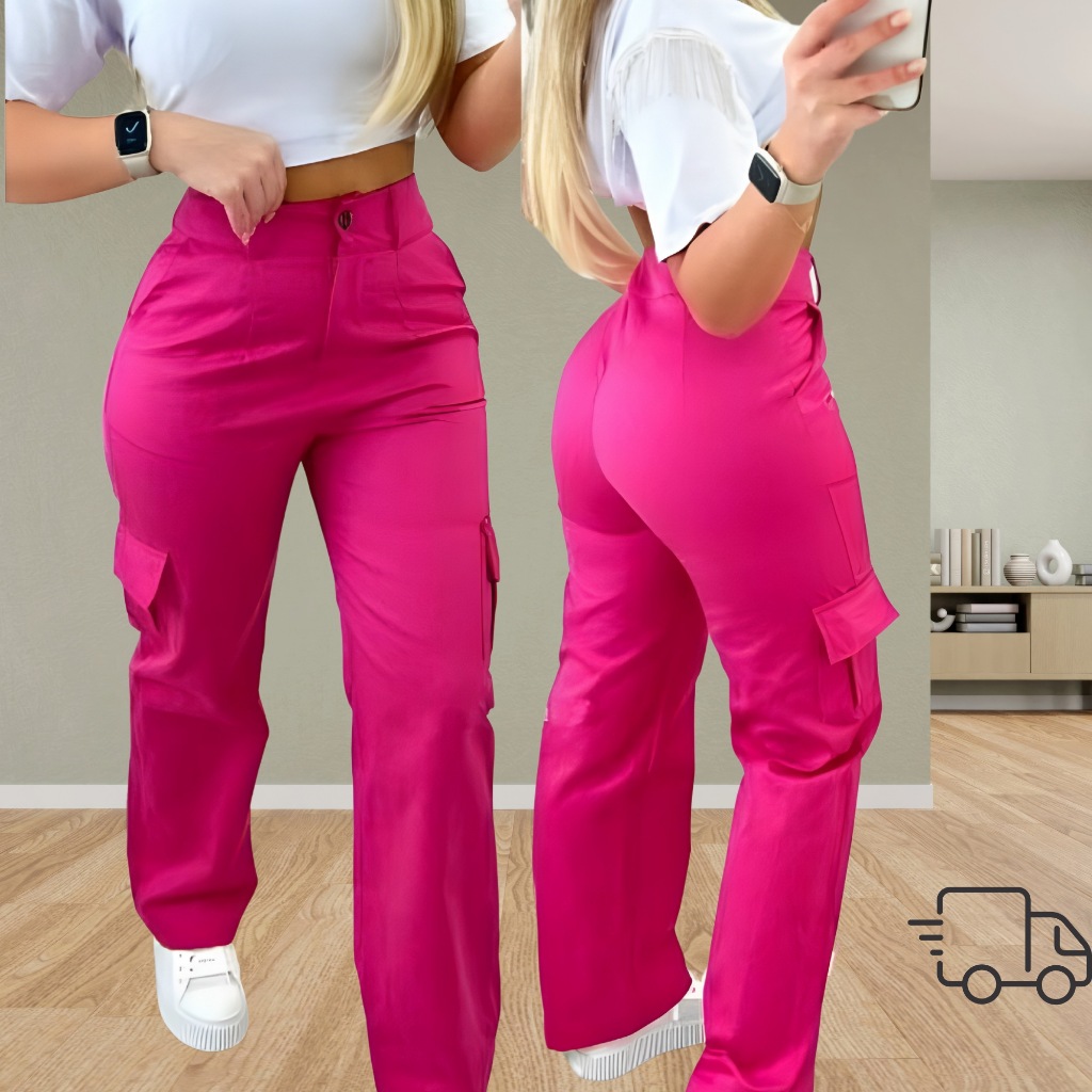 estilo com calça rosa pink