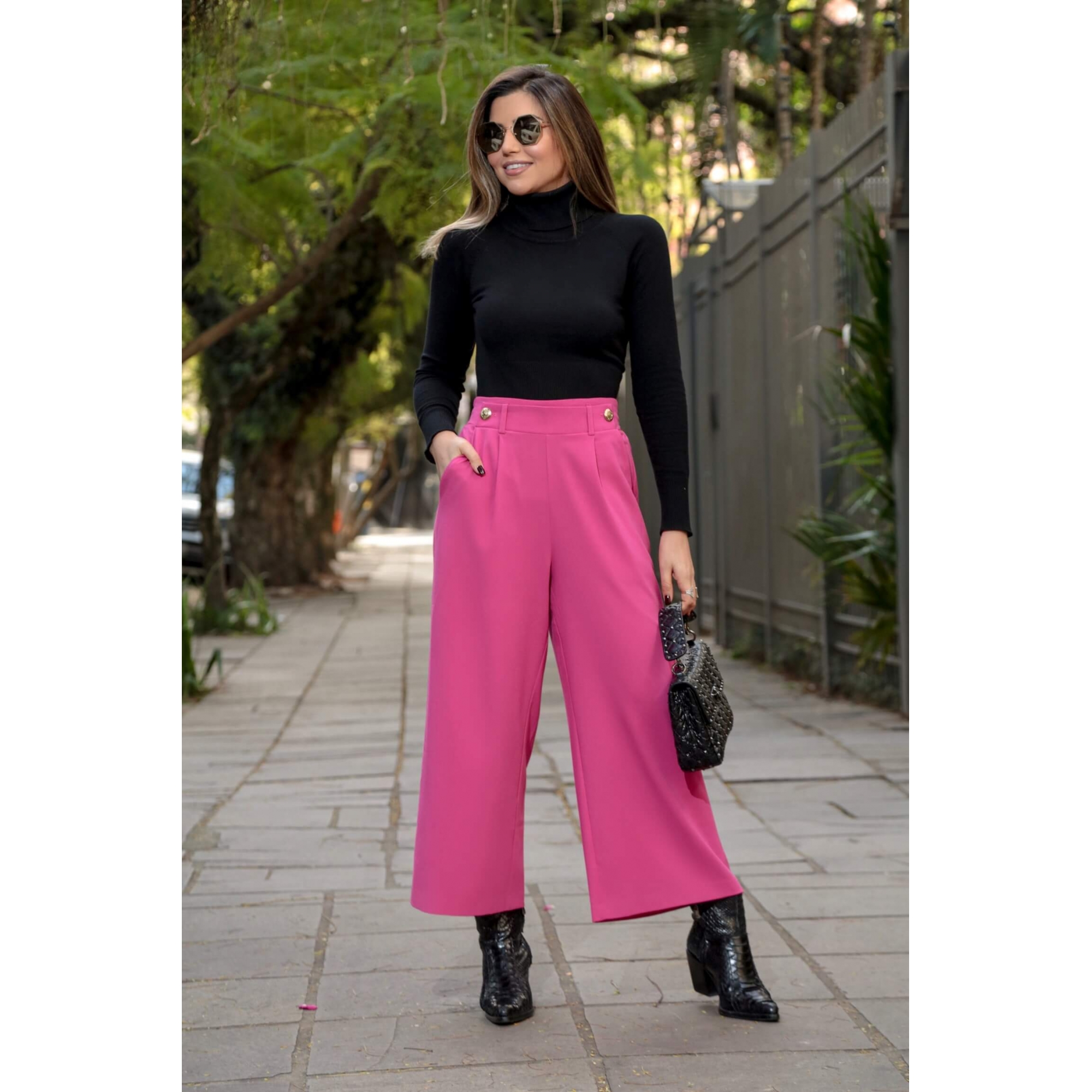 calça rosa pink casual