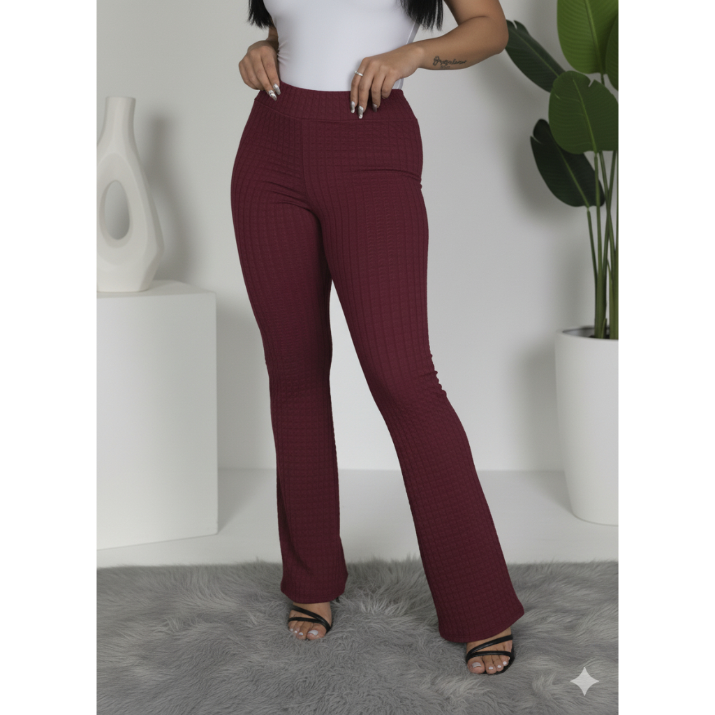 calça flare vermelha noite