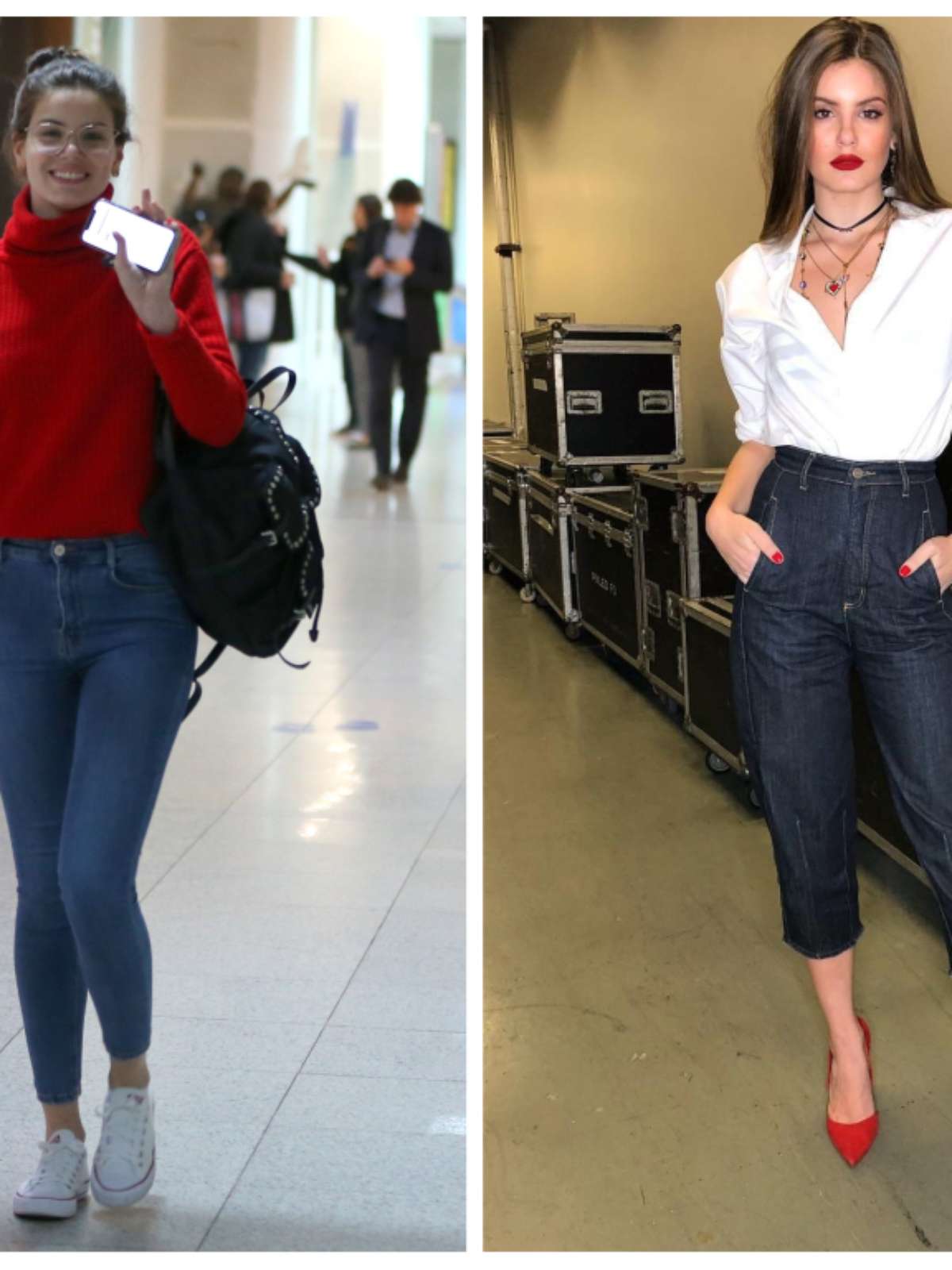 calça pantalona vermelha flare