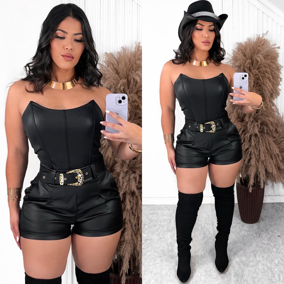 short de couro para trabalhar