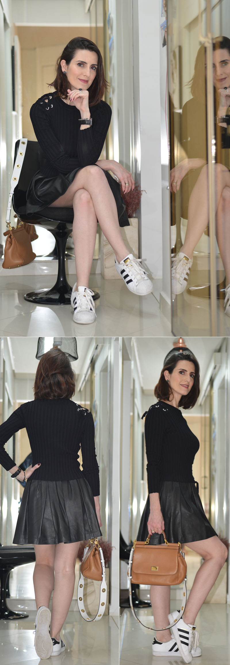 estilo high-low com tênis de grife
