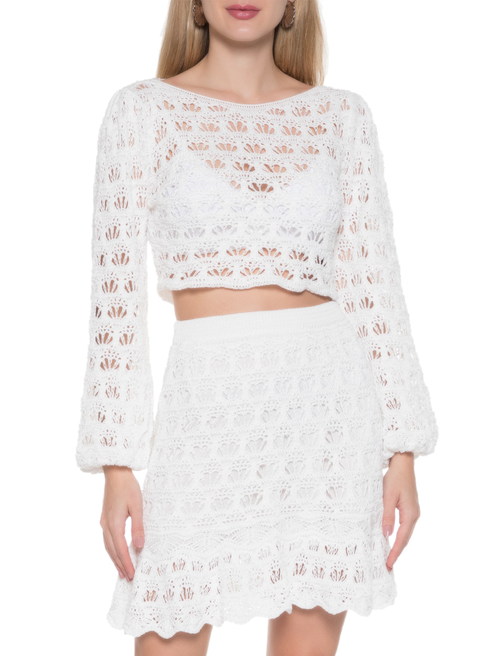 tricot branco cropped
