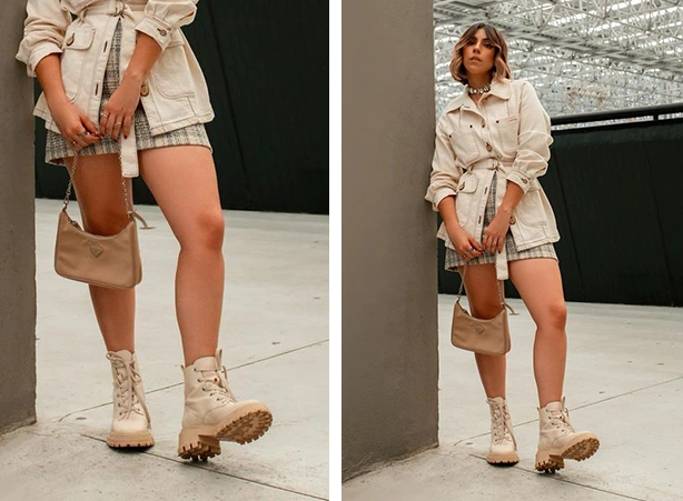 looks com coturno bege