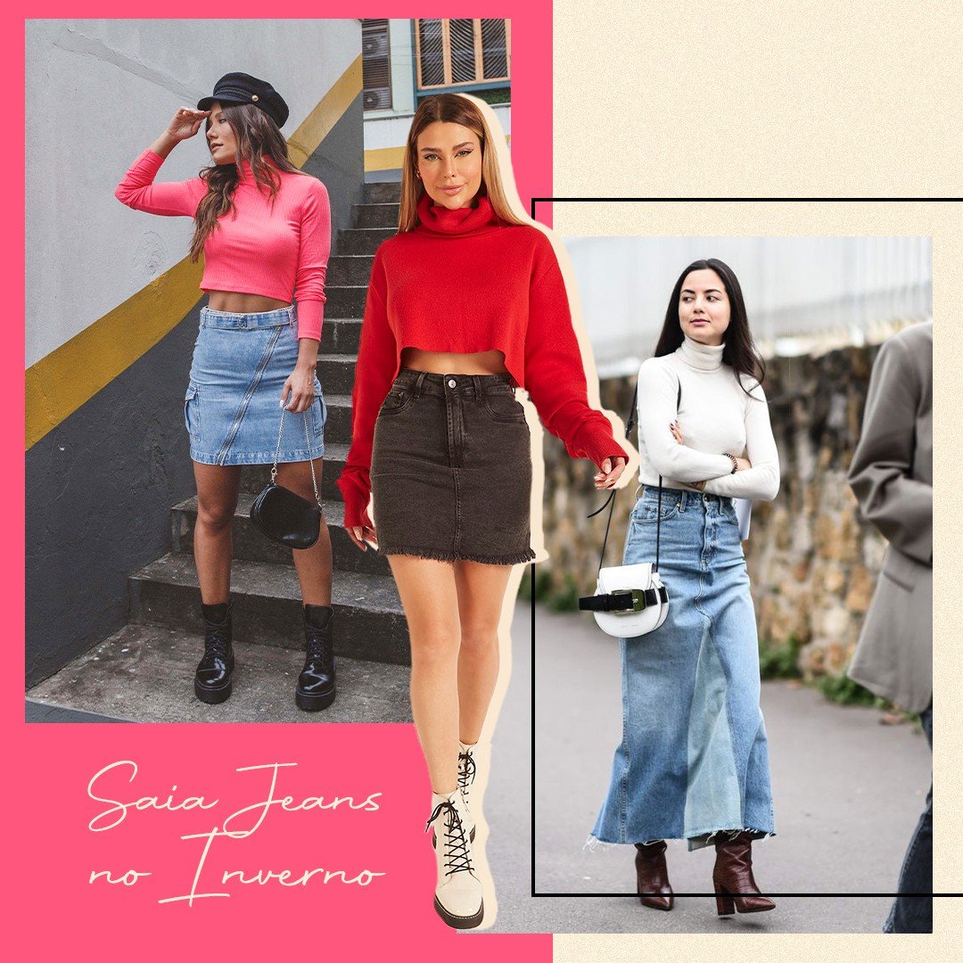 saia jeans curta inverno