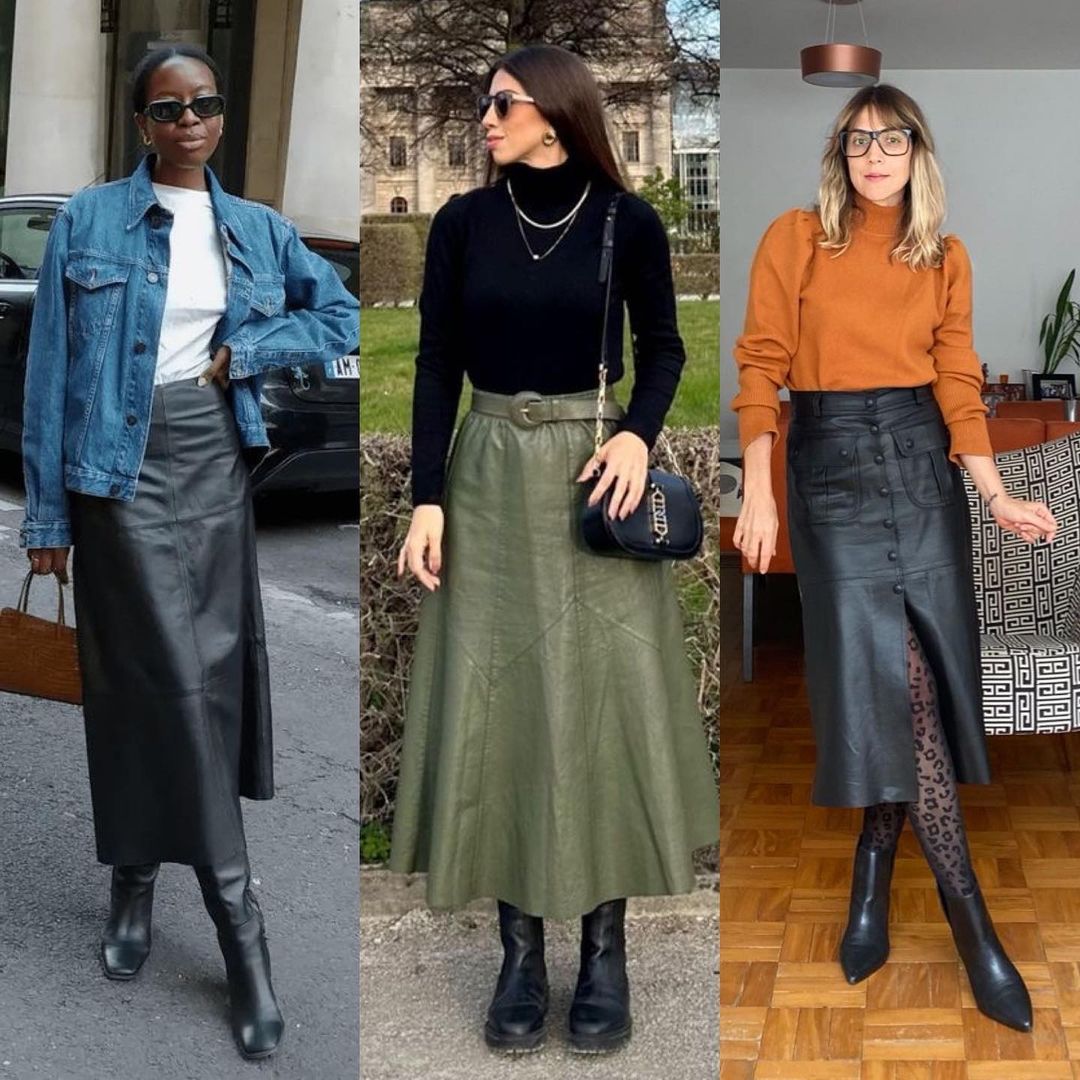 looks com meia calça e saia jeans