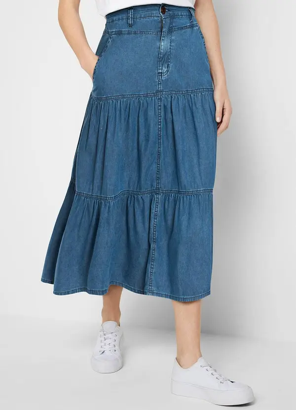 roupas quentes com saia jeans