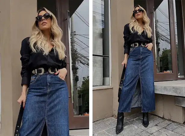 saia jeans midi inverno
