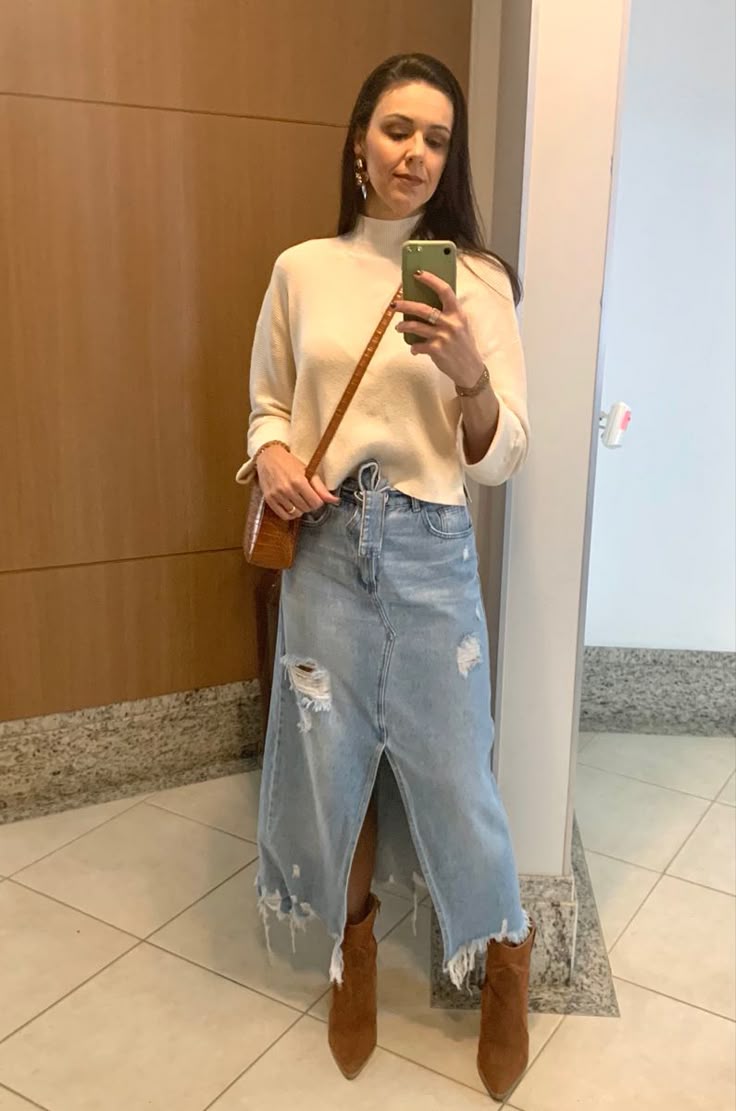 saia jeans curta inverno
