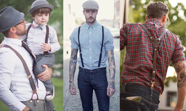combinação de roupas com suspensório