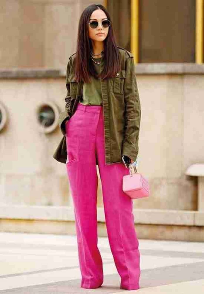 roupas verde com rosa