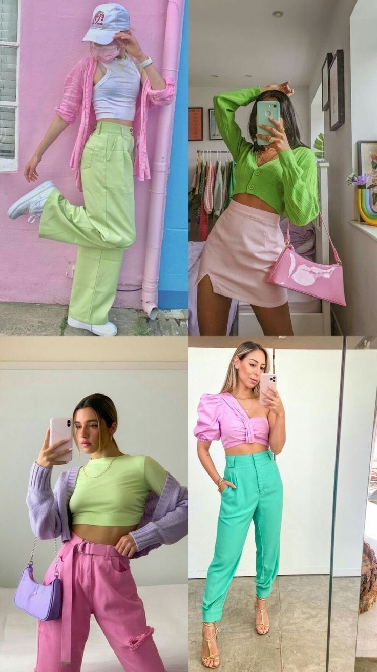 roupas verde com rosa