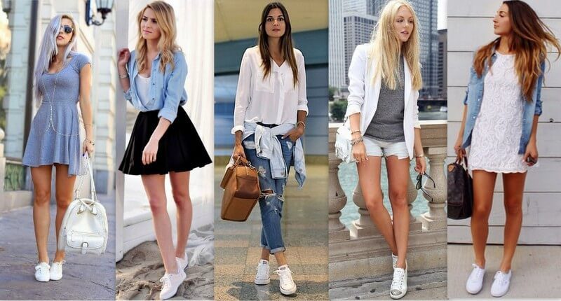 looks com vestido e tênis branco 2026