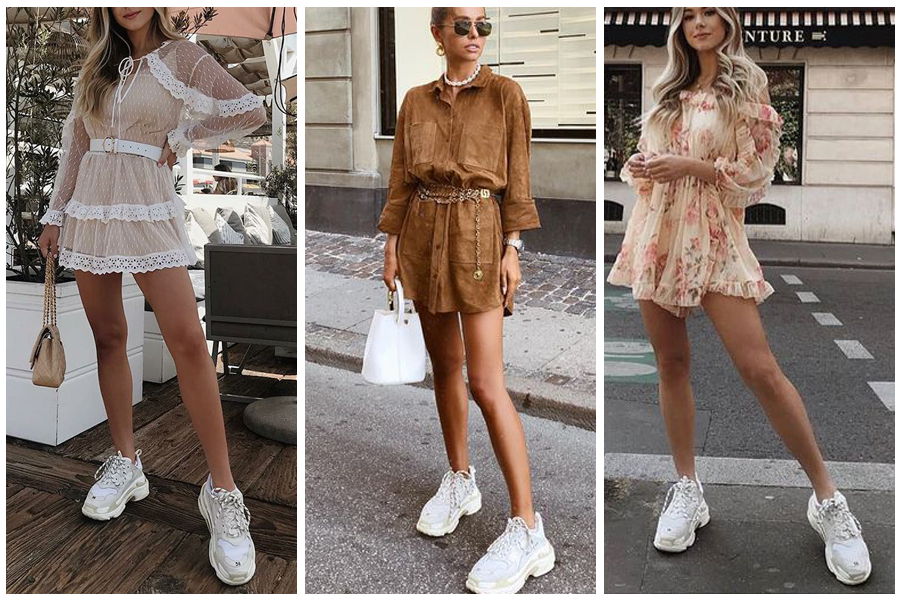 como usar vestido midi com tênis branco
