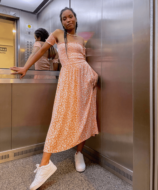 look vestido midi casual