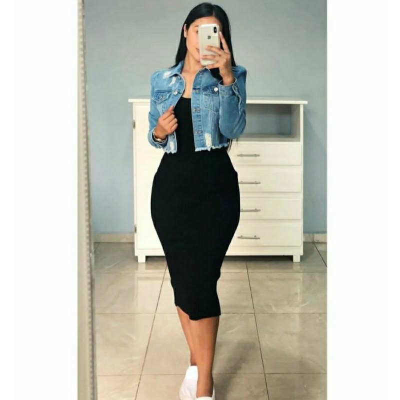 vestido midi preto