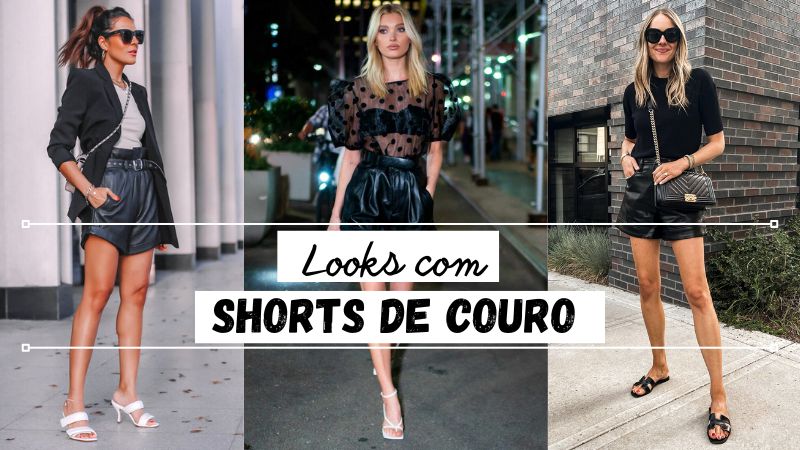 shorts de couro com bota