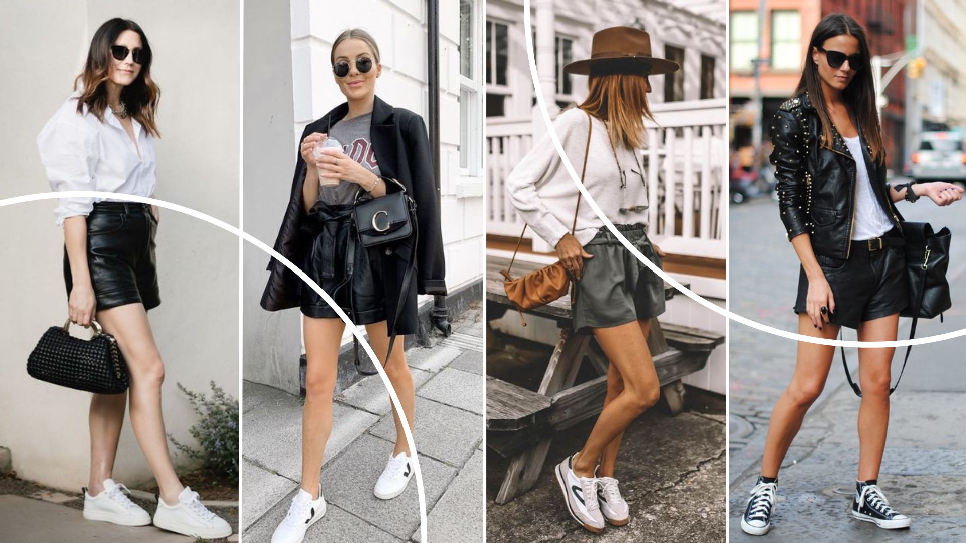 looks com shorts de couro e meia calça