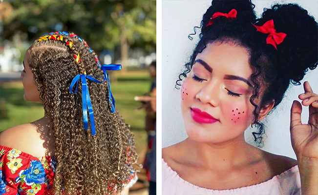 penteado maria chiquinha festa junina cacheado