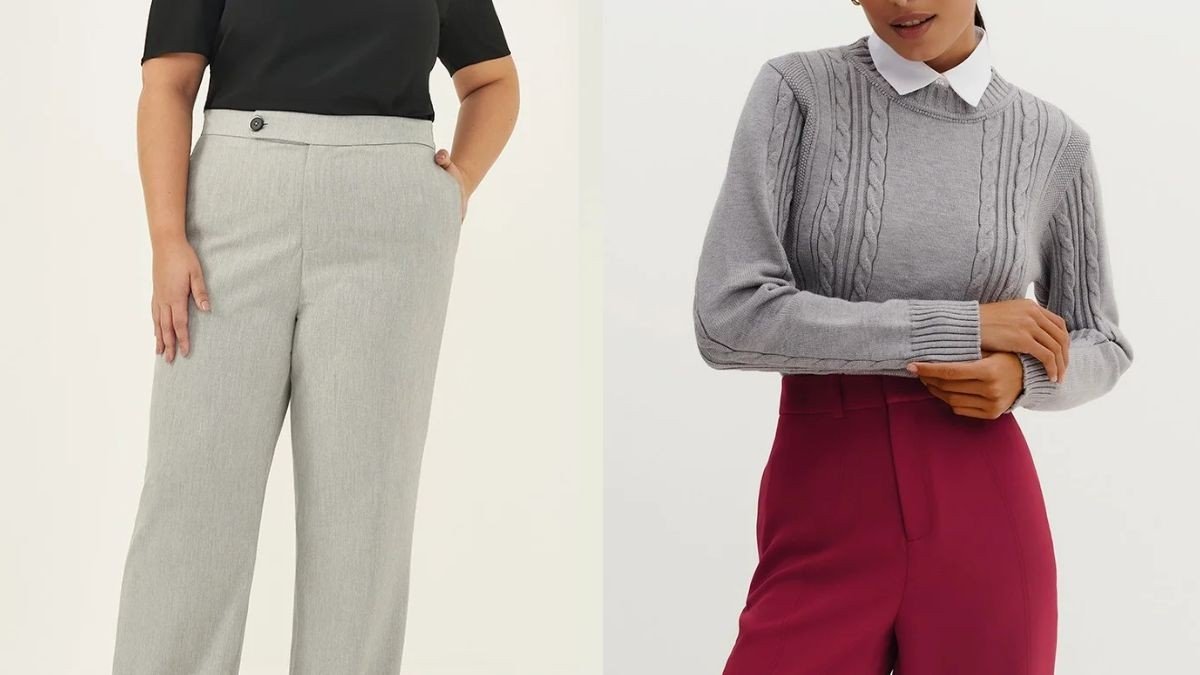 look com calça cinza