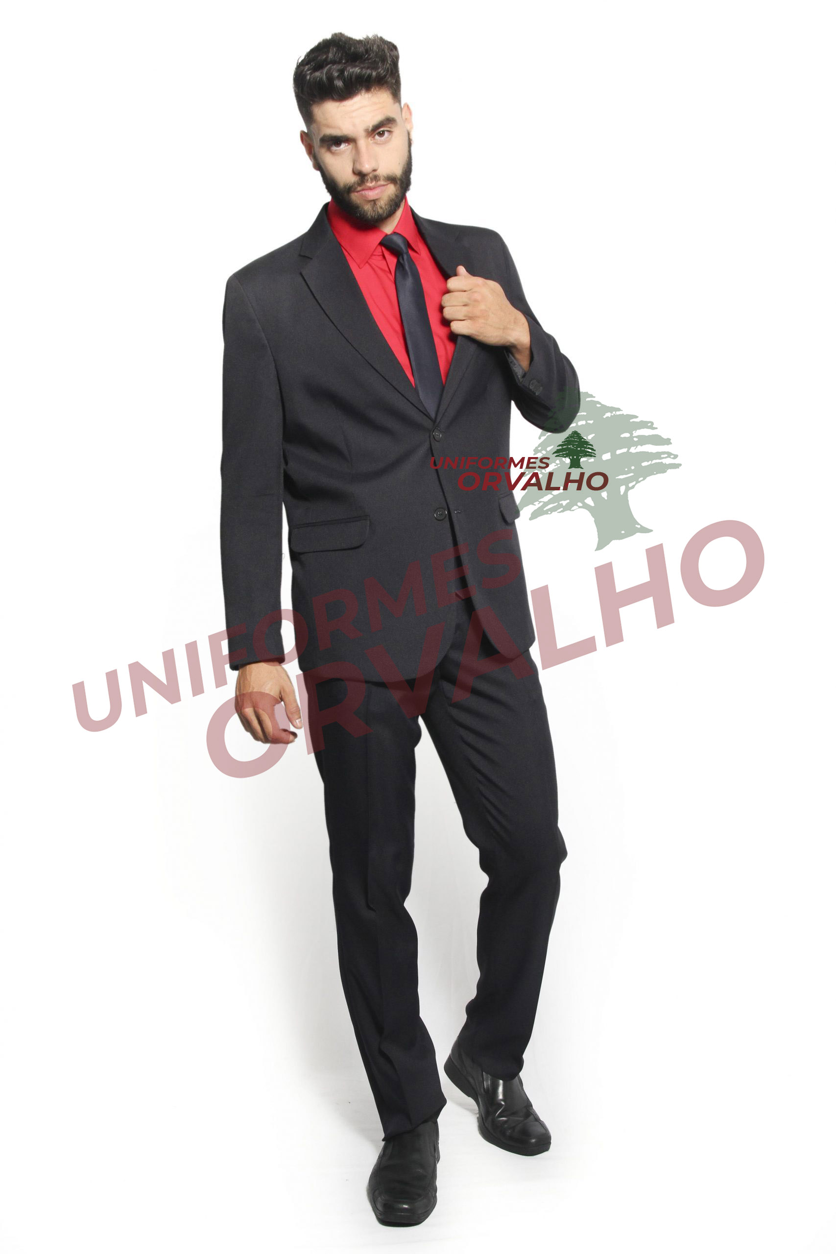 terno preto slim fit gravata vermelha