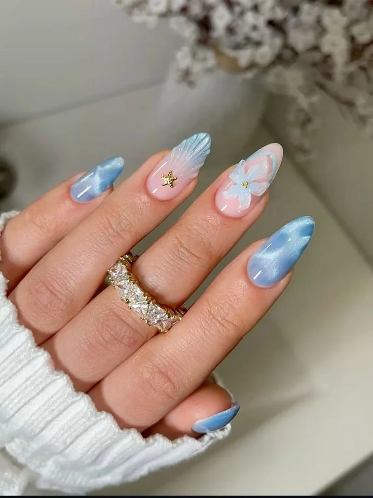 unha decorada delicada tons pastel